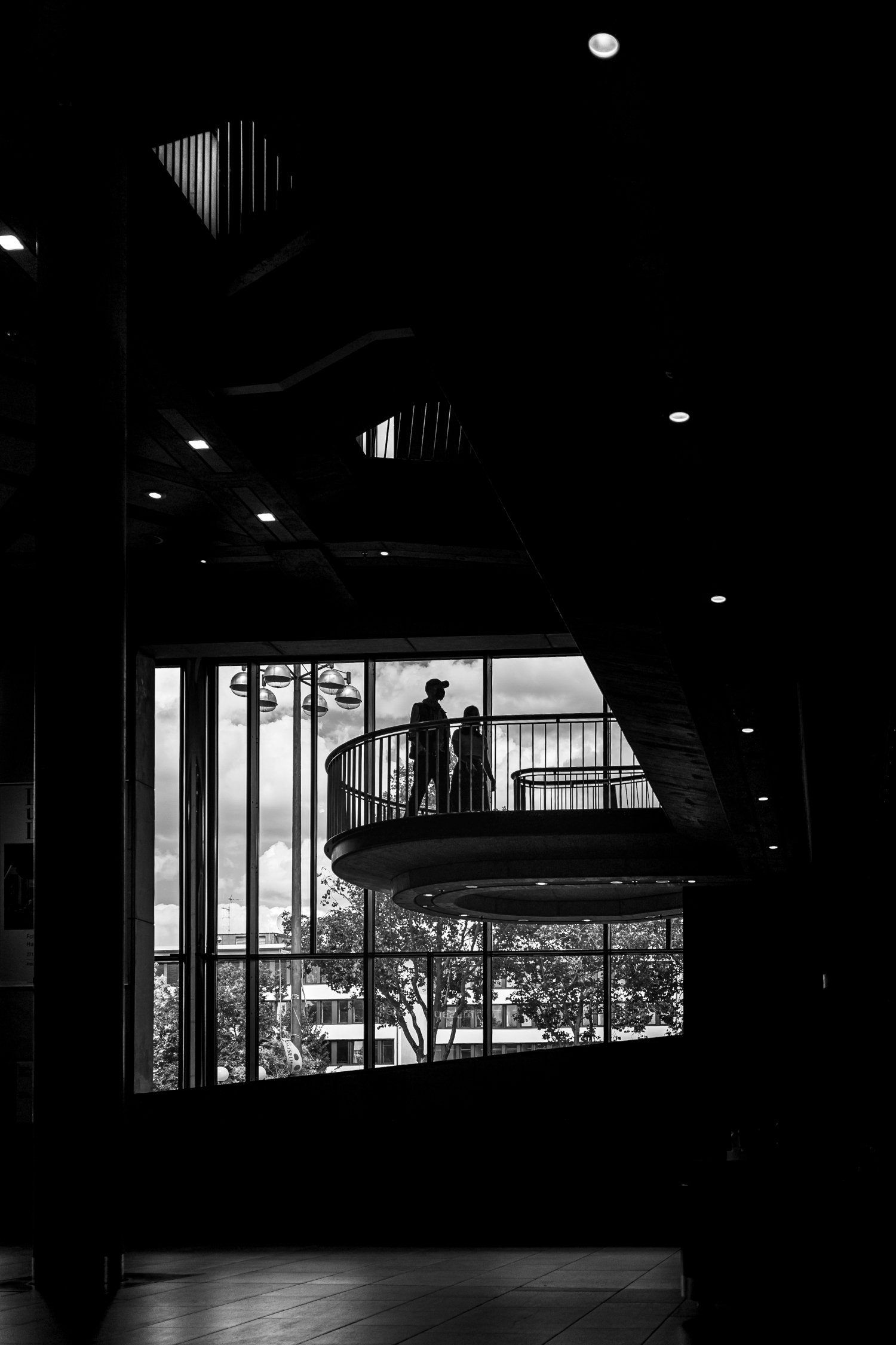 Silhouettes on a stairway in a museum in Bonn